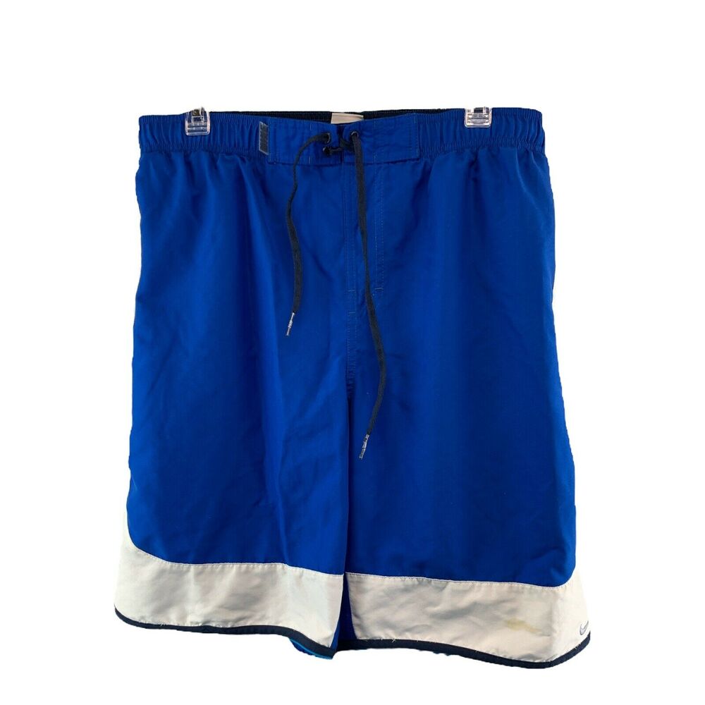 Nike Mens Swim Trunks Board Shorts Blue Lined Drawstring Comfortable Fit Large
